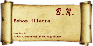 Babos Miletta névjegykártya